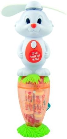 Easter Basket Filler Toy Bunny Fan with Spinning Ears on Smarties Candy Filled Carrot by Needzo Gifts