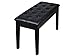 TMS Black Ebony Wood Leather Piano Bench Padded Double Duet Keyboard Seat Storage
