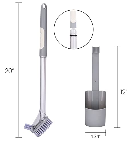 Toilet Brush with Holder Set,Toilet Bowl Cleaner Brush with Soap Dispenser,Under Rim Lip Brush and Storage Caddy for Bathroom