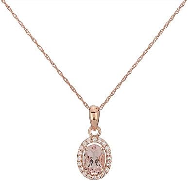 TJH Collection 9ct Rose Gold Morganite and Cubic Zirconia Pendant OJS0004P-MO