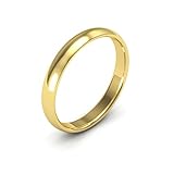 14K Yellow Gold men's and women's plain wedding bands 3mm comfort-fit light