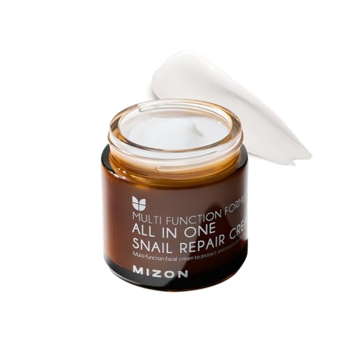 [Mizon] Crema riparatrice a la bava di lumaca (75 g), crema idratante per il viso con estratto di mucina di lumaca, cosmetico coreano tutto in uno, cura delle rughe e delle imperfezioni