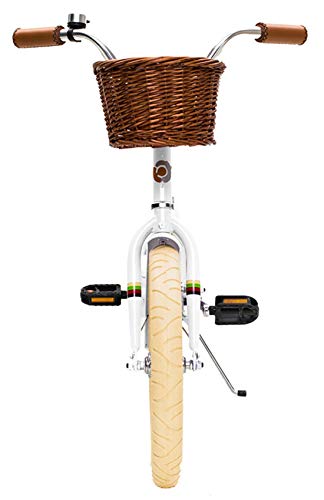ACEGER Kids Bike for Girls with Basket, 16 inch with Kickstand, No Training Wheels (White, 16 inch)