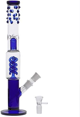 HHJ 38cm Tall Glass Bottle Glass Smokeless Inhalers Blue No012