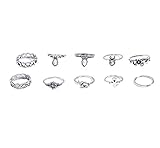 Andyle Bohemian Vintage Punk Ethnic Silver Rings for Women Joint Knuckle Ring Set 10pcs