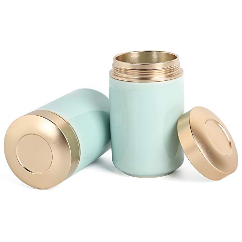 Tea Tins Canister set with Airtight Lids Home Kitchen Canisters for Tea Coffee Sugar Storage Loose Leaf Tea Tin Containers storage (Blue 4, 2PC/5OZ)