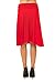 Womens Basic Solid Stretch Fold-Over Flare Midi Skirt (Red-S)