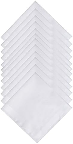 TFS Men's White Pure Cotton Handkerchiefs with Hem, Bulk Set Hankies