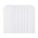 Garment Bag Clear,54 Inch Long Dress Moth Proof Garment Bags Dust Cover White Breathable Full Zipper for Dance Clothes Closet Pack of 6