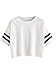 MakeMeChic Women's Short Sleeve Oversized Striped Summer Crop Tee T-Shirt Top White S