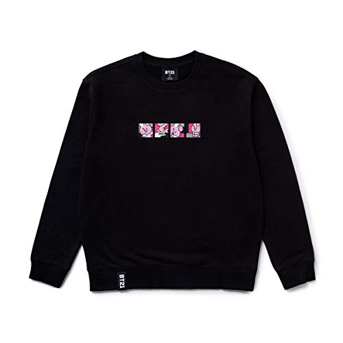 BT21 Official Merchandise by Line Friends - Cooky Character Long Sleeve Tshirt Crew Neck Knit Tee Shirt, Medium, Black