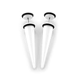 Solid White - Acrylic Fake Tapers - Cheaters - 0G Gauge - 8mm