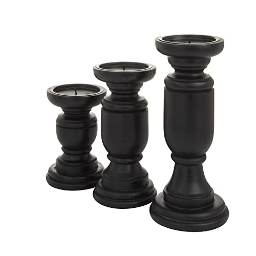 Deco 79 Traditional Mango Wood Candle Holder Pillar Candle Holders