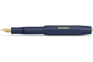 Kaweco CLASSIC SPORT Fountain Pen Navy Blue with 23 Carat Gold-Plated Steel Nib and Iridium Tip for Ink Cartridges I Sport Fountain Pen 13 cm I Nib: F (Fine)