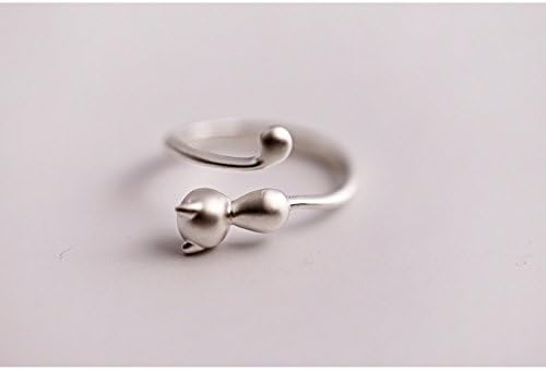 VG Studio Adjustable Cute Cat Elegant Simple Fashion Open Copper Ring, Sliver