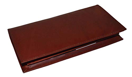 Leatherboss Genuine Leather Checkbook Cover Credit Card Holder with Pull out for men women, Brown - Thumbnail 6