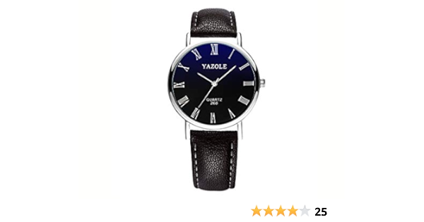 Amazon.com: YAZOLE Mens Blu-Ray Roman Numerals Quartz Analog Wrist Watch,  Faux Leather Band, Black Band Black Dial : Clothing, Shoes \u0026 Jewelry