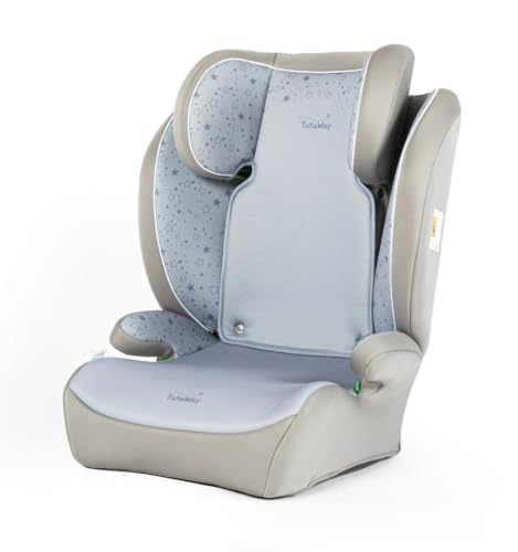 Tataway with I-Size Star Graphics, Child Car Seat 15-36 Kg (3.5-12 Years Old), 100-150 Cm, Group 2/3, Can Be Installed with 3-Point Belt, Gray