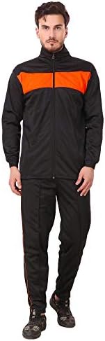 SALVATIXX Solid Colour Track Suit for Men (Black & Orange) Stylish New Trending Design Gym wear Athletic Fit (Small/Medium/Large/X-Large)