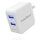 Noubco Dual USB Wall Charger, 4.8A 24W Multi Port AC Charging Adapter with Foldable Plug for iPhone, iPad, Samsung Galaxy, HTC, Huawei, Xiaomi, Blackberry, and more - White