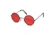 NEON NATION Circular Party Sunglasses Round Hippie Retro Shades with Colored Lenses (Black Frame W/Red Lens)