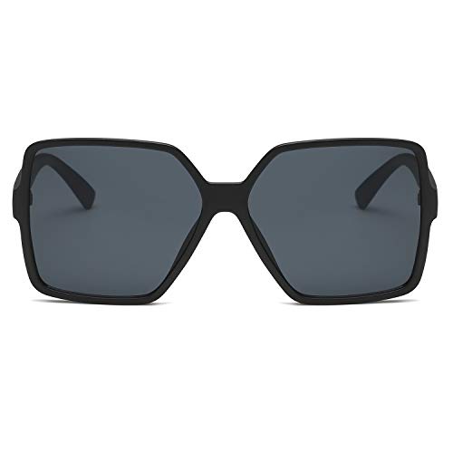 GRFISIA Square Oversized Sunglasses for Women Men Flat Top Fashion Shades (Black Frame/Black Lens, 2.36) - Thumbnail 3