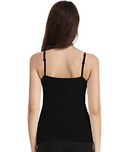 Womens Tank Tops with Built in Bra Adjustable Spaghetti Strap Camisole Black Large