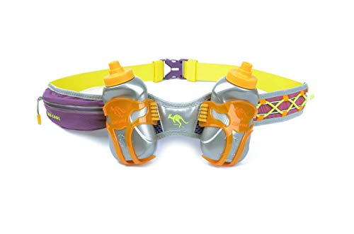 247 Viz Hydration Belt - Fits iPhone 8, X and Similar Phones - with 2 BPA Free Water Bottles and Pouch System - Running Fuel Belt & Runners Reflective Gear for High Visibility (Purple) - Thumbnail 7
