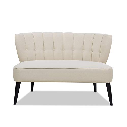 Jennifer Taylor Home Becca Channeled Tufted Settee, Sky Neutral
