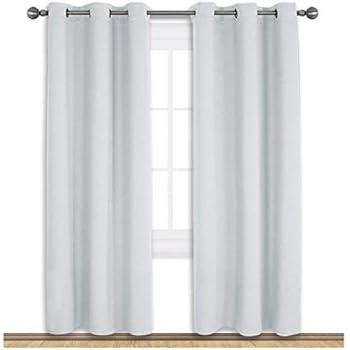 NICETOWN Room Darkening Window Curtain Panels, Easy-Care Solid Thermal Insulated Grommet Room Darkening Draperies/Drapes for Bedroom (2 Panels, 42 by 72, Platinum-Greyish White)