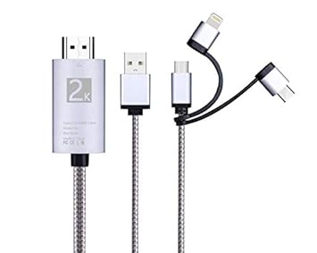 Cable Adaptador 3 en 1 HDMI, iluminación/Tipo-C/Micro USB a HDMI ...