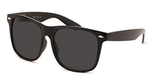 V.W.E. Large or Extra Large 80's Retro Vintage Classic Blue's Brother Gloss Black Sunglasses (Extra Large, Black)