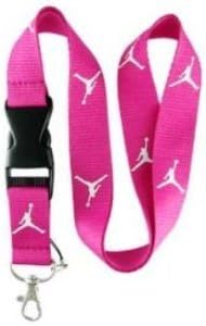 Michael Jordan Lanyard Jumpman Inspired Keychain ID Badge Holder (Pink w/White Logo)