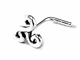 GreenCatJewelry 1 Piece 20g (0.8mm) Nose Stud Nose Ring L Shape Triple Spiral Swirl Triskele Triskelion 1/4