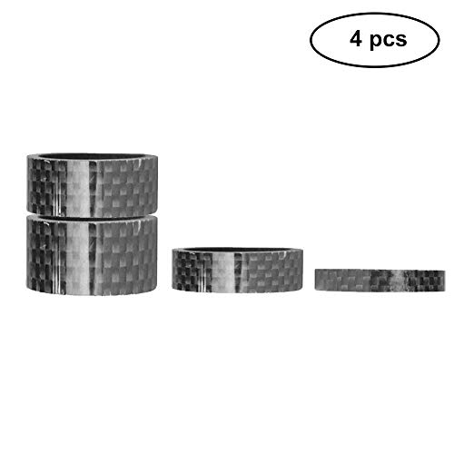 BMX Headset Spacers Carbon Fiber Headset Spacers Mountain Bike Stem Spacers for Most Bicycle, Road Bike, MTB, BMX, Fixie Gear, Cycling. (5/10/15/20mm, 4 Size, 4Pcs)