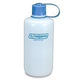 NEW Nalgene Ultralite Narrow Mouth Loop Top 32oz Water Bottle Natural w/Blue Lid