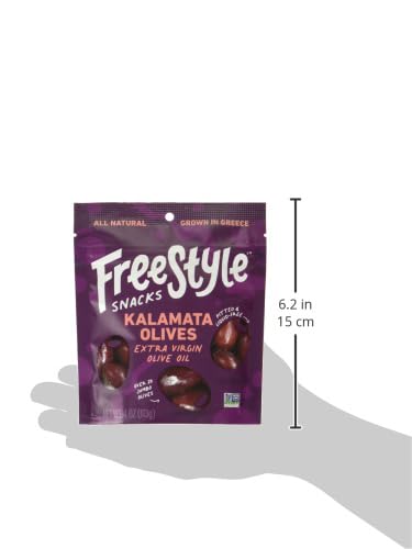 FREESTYLE SNACKS EXTRA VIRGIN OLIVE OIL KALAMATA OLIVES, 4 OZ