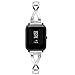 Hero Iand Compatible for Amazfit Bip Bands, 20mm Bling Rhinestone Metal Bracelet Replacement Wristband for Xiaomi Huami Amazfit Bip Youth Smart Watch Band Accessories Strap (Silver)