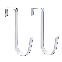 HJKK Over The Door White Hook-2 Pack-with No Hole Drilling Required to Securely Hold Your Clothes Coat Towel Holder Stainless Steel Storage for Bathroom Kitchen Bedroom Office
