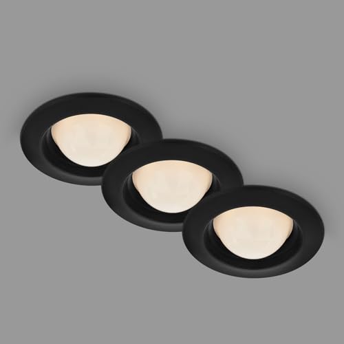 BRILONER Leuchten - LED Einbauleuchten mit kugelförmigen LED Modul, Einbaulampen 3er Set, je 3 Watt, warmweißes Licht, Spritzwasserschutz, Schwarz, 95x36 mm (DxH), 7056-035