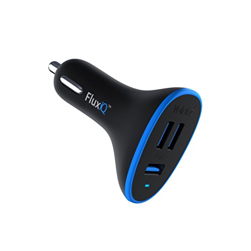 Volutz 33W Premium 3-Port FluxIQ Capable USB Car Charger [Turbo Fast] for GoPro, Android, Windows, Apple iPhone (6, 6+, 5s, 5c, 5, 4s, 4), iPad (Air, Mini, Retina), iPod, Samsung Galaxy S Tab, S4, S6 Edge, Note 4, Google Nexus, Motorola, HTC, Nokia, Garmin nüvi (2555LMT, 52LM, 42LM, 40LM) TomTom (VIA 1505M, XL 330S, ONE XL-S and More [24 Months Warranty]