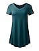 BILY Women's Short Sleeve V-Neck Flare Tunic Top Teal X-Large