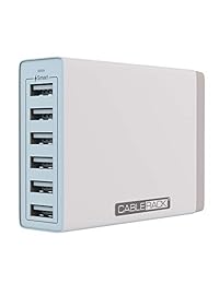 CableRack   Cargador de pared con 6 puertos USB para varios dispositivos, color blanco