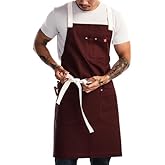 hedley & bennett Crossback Apron - Crossback Chef Apron with Pockets - 100% Cotton Canvas, 8oz - House Red