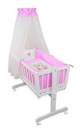 Niuxen 426-425 Babywiege 90/40 Bär mit Schleife 11-tlg. rosa