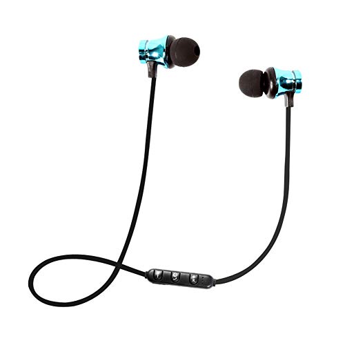 Aoile Bluetooth Earphone Magnetic Headphones XT-11 Wireless Sports Headset Bass Music Earpieces with Mic Headset for Samsung(Blue)