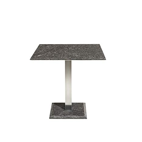 Kölle Granit Gartentisch Pearl Black satiniert mit Facettenschliff - Quadratischer, dunkelgrauer Granittisch „Edam“ 90x90 cm 