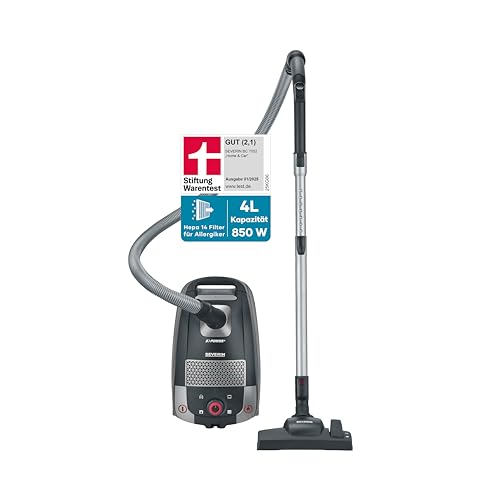 SEVERIN Test Winner Vacuum Cleaner with Bag, Home & Car, 24 kPa, Powerful, Allergy Filter, Floor Nozzle, Versatile Accessories, 4L, 850 W, Black, BC 7052