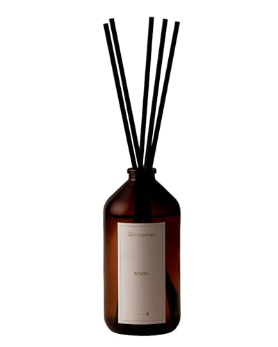 Ateliê Capim do Pampa Difusor de Aroma, Bambu, Vidro Âmbar, 230ml, Fragrância Cítrica e Refrescante, com 5 Varetas de Fibra de Algodão