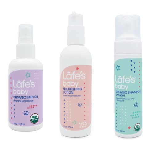 Lafe's Baby | Nourishing Baby Tub Time Set - Shampoo, Lotion, & Moisturizer | All Organic & Natural with No Chemicals; 3 Pack - Packaging May Vary